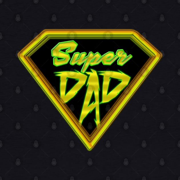 SuperDad - Happy Fathers Day Gift Ideas- Super Dad Badge Emblem - Yellow, Orange and Teal by CDC Gold Designs